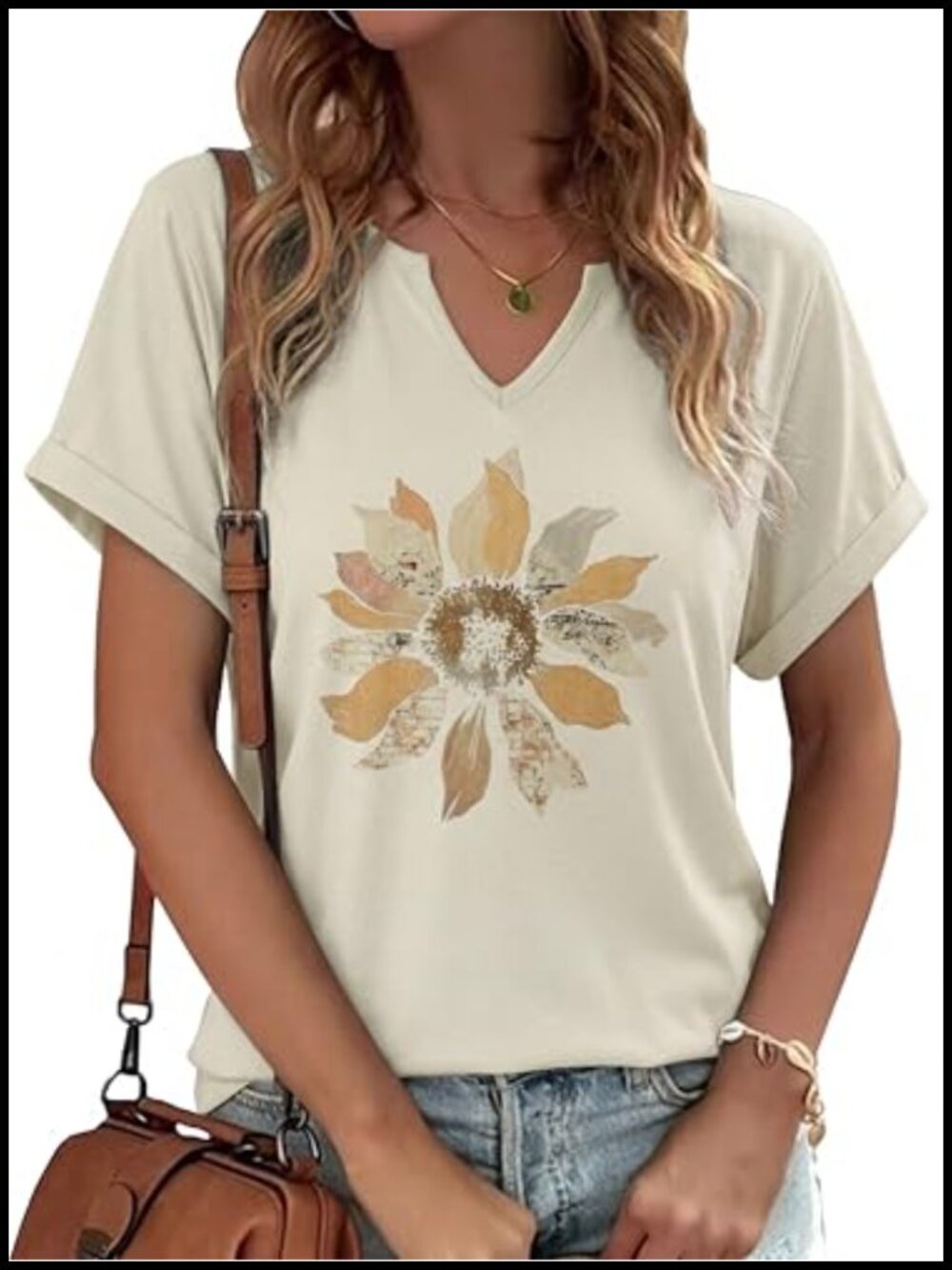 Womens Vintage Flowers V Neck Short Sleeve Graphic T Shirt Boho Cottagecore